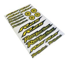 Yamaha R25 Uyumlu Siyah Sarı 20 Parça A4 Sticker Seti