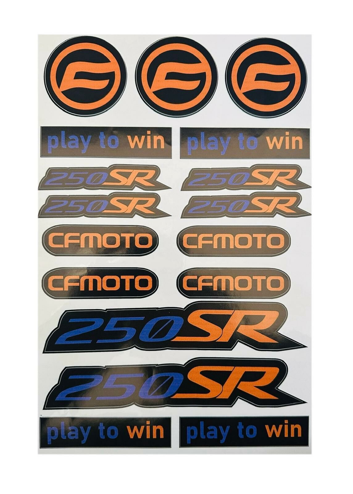 Cf Moto SR 250 Uyumlu Turuncu 17 Parça A4 Sticker Seti