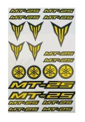 Yamaha Mt 25 Uyumlu Sarı 21 Parça A4 Sticker Seti