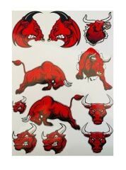 Motogaj Boğa Desenli 11 Parça A4 Sticker Seti