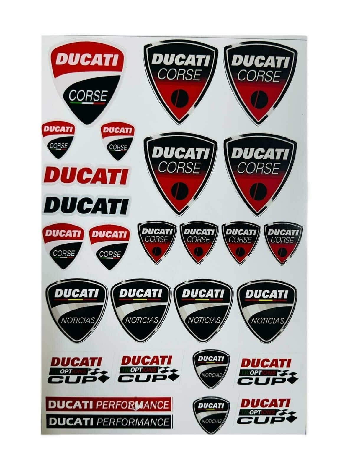 Ducati Performance 27 Parça Kırmızı Siyah A4 Sticker Seti