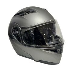 Jk-21 902 Güneş Vizörlü Çene Açılır Kask Mat Gri