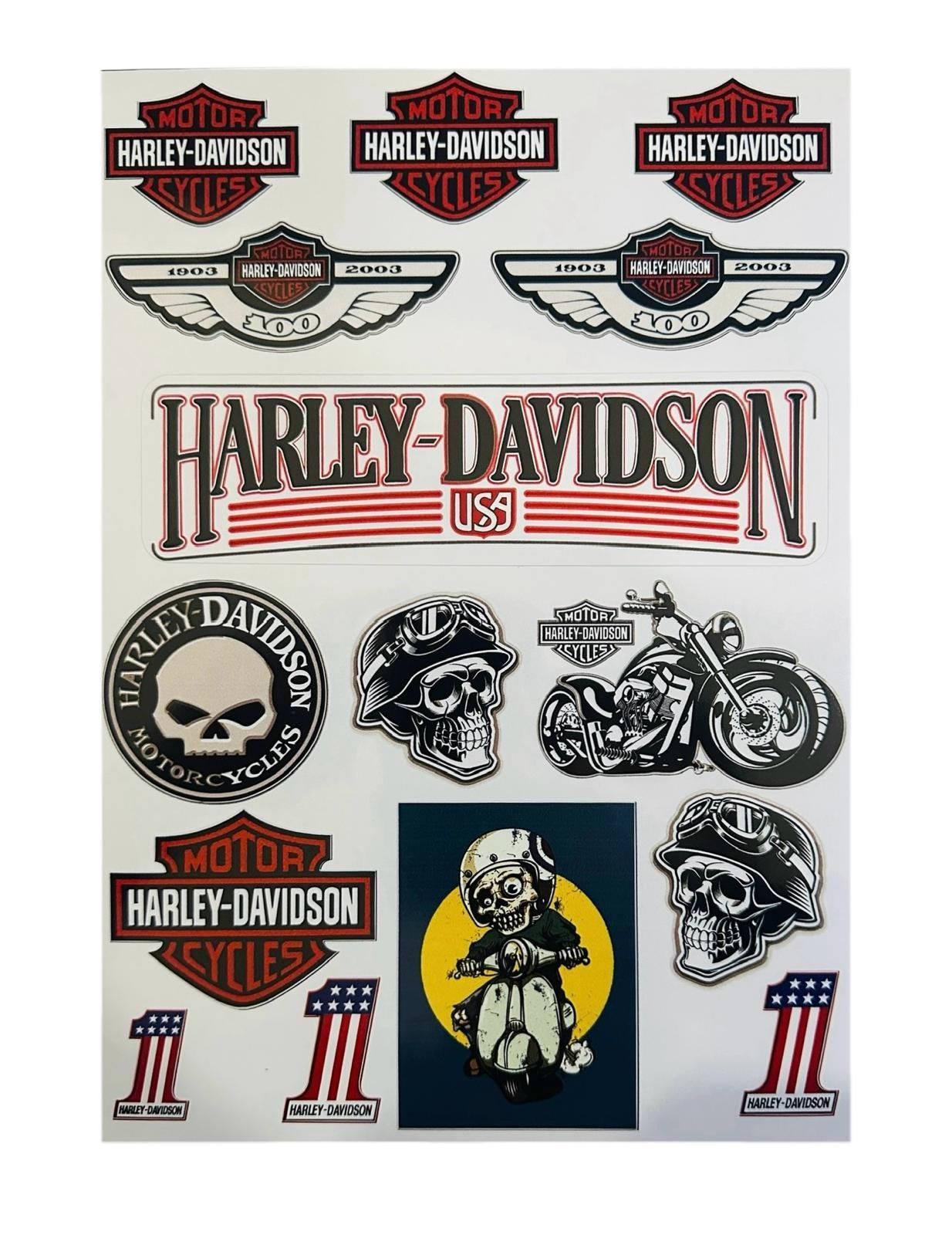 Harley Davidson 15 Parça A4 Sticker Seti