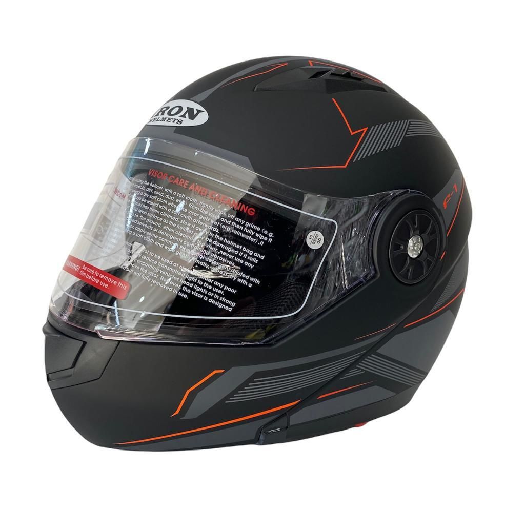 Iron Güneş Vizörlü Çene Açılır Mat Kask Turuncu