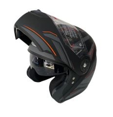Iron Güneş Vizörlü Çene Açılır Mat Kask Turuncu
