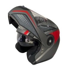 Iron Güneş Vizörlü Çene Açılır Mat Kask-Gri