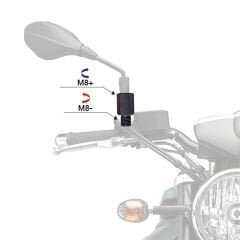 Motogaj +8 -8 Ayna Uzatma Adaptörü Siyah