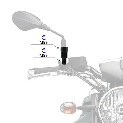 Motogaj +8 +8 Ayna Uzatma Adaptörü Siyah