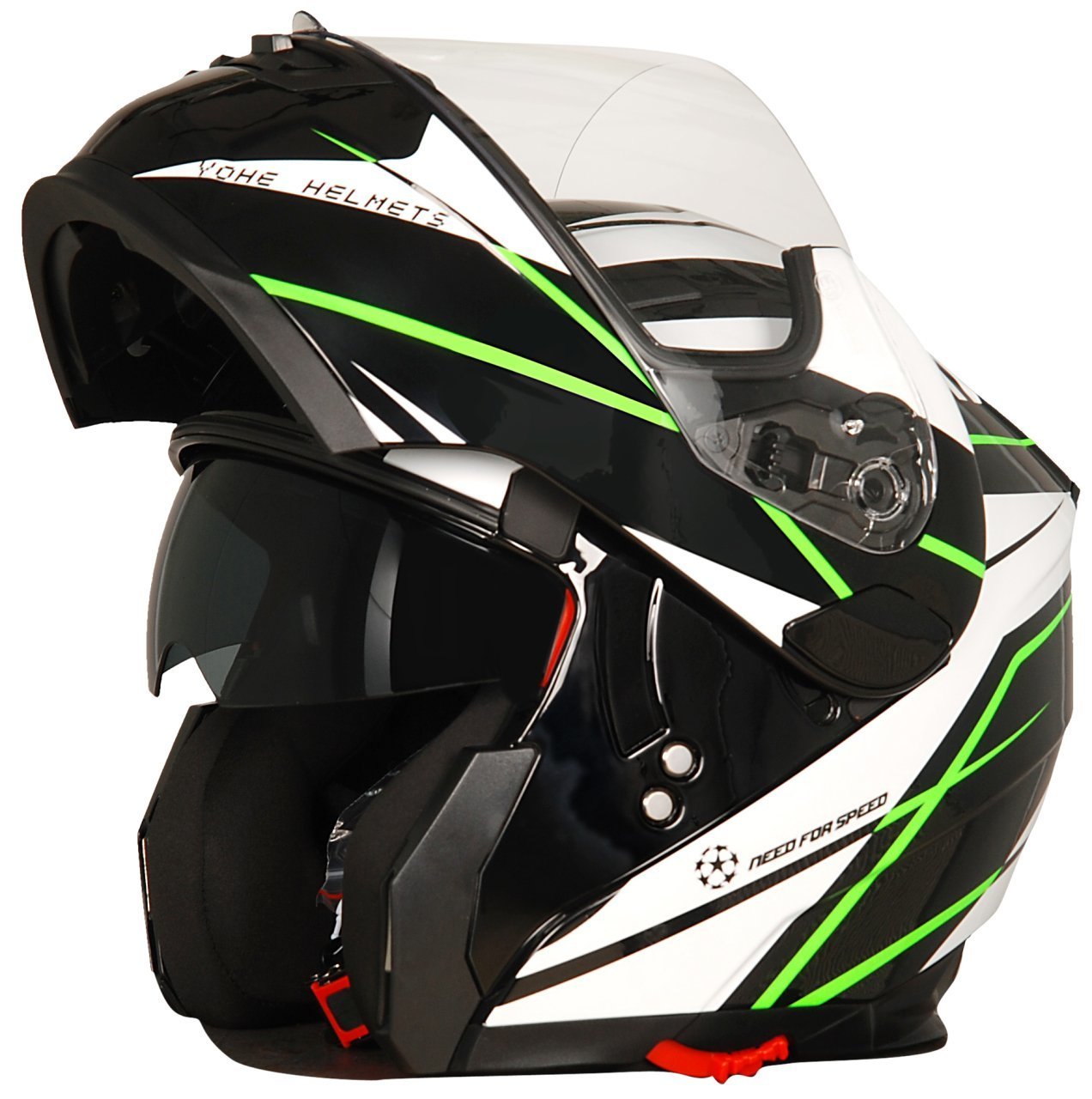 Yohe Y-958 Energy Green Çene Açılır Kask