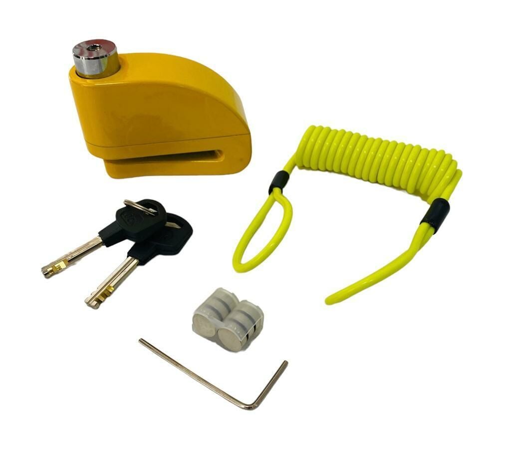 Mg Moto Hatırlatma Kablolu Disk Kilidi Sarı