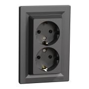 Schneider Electric EPH9900171 Asfora Plus  Antrasit İkili Topraklı Priz Çerçeveli