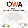 İowa TK-1411 3W Sıva Altı Panel Led Beyaz 6500K