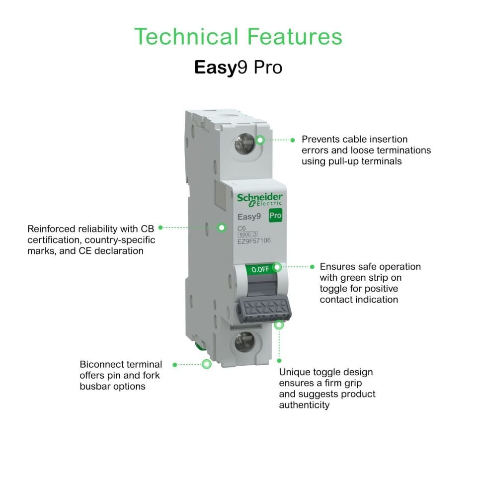 Schneider Electric EZ9F57125 1x25A 6kA C Otomatik Sigorta Easy9 Pro