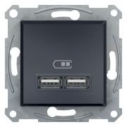 Schneider Electric EPH2700271 Asfora Plus Antrasit İkili USB Priz 2,4A Çerçevesiz