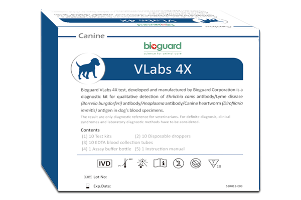 Bioguard VLabs 4X Lyme, E.Canis, Anaplasma, Heartworm (Kalp Kurdu) Köpek Hızlı Test Kiti