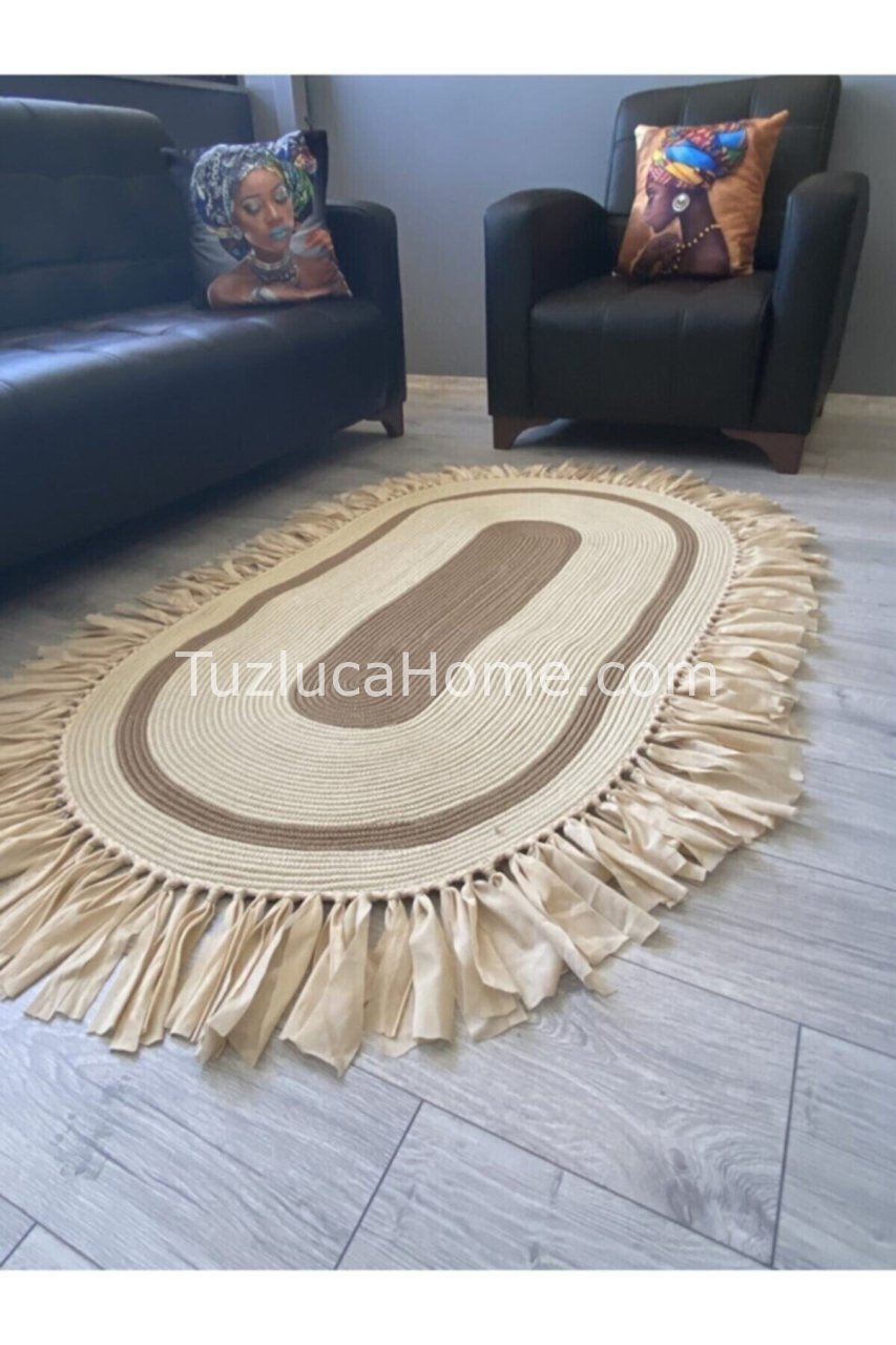 Jüt Halı Doğal El Yapımı Oval Model:203