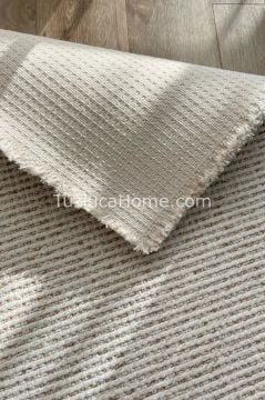 Tuzluca Home Butik 4 Tarafı Kendinden Saçaklı Makine Halısı Özel Ölçülü BEJ