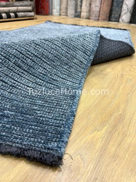 Zenith Çamaşır Makinasında Yıkanabilir Özel Ölçülü Şönil Dokuma Kaymaz Taban Kilim Mavi