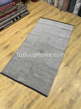 Zenith Çamaşır Makinasında Yıkanabilir Özel Ölçülü Şönil Dokuma Kaymaz Taban Kilim Gri
