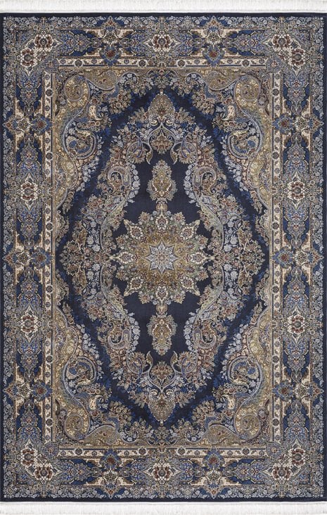 Madrid Halı İpeksi Doku Koleksiyonu 445156A KEMİK LACİVERT 100X200