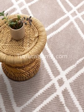 Tuzluca Home Bohem İskandinav Tarz Özel Ölçülü l Makina Halısı 04 Bej