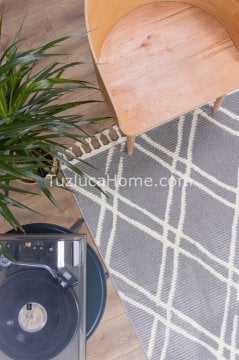 Tuzluca Home Bohem İskandinav Tarz Özel Ölçülü l Makina Halısı 02 Gri
