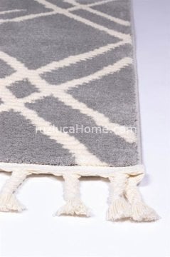 Tuzluca Home Bohem İskandinav Tarz Özel Ölçülü l Makina Halısı 02 Gri