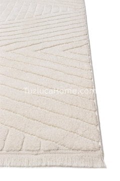 Tuzluca Home Leo Peluş Dokulu Makine Halısı Özel Ölçülü 01 Krem