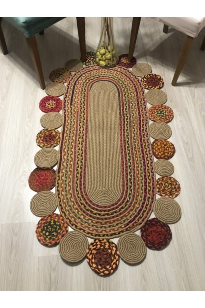Jüt Halı Doğal El Yapımı Oval Model:431