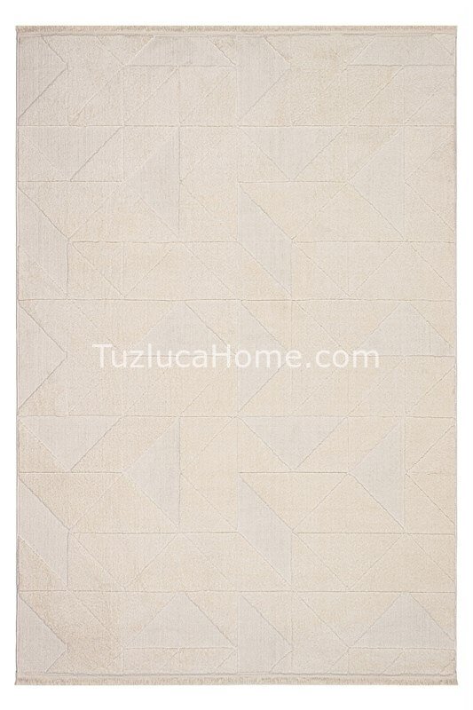 Tuzluca Home Leo Peluş Dokulu Makine Halısı Özel Ölçülü 02 Krem