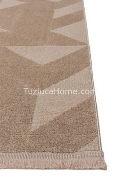 Tuzluca Home Leo Peluş Dokulu Makine Halısı Özel Ölçülü 02 Bej Kahve