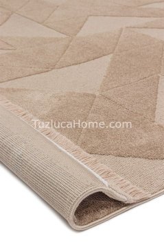 Tuzluca Home Leo Peluş Dokulu Makine Halısı Özel Ölçülü 02 Bej Kahve