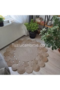 Jüt Halı Doğal El Yapımı Daire Model:308