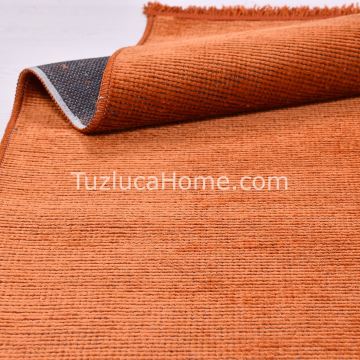 Tuzluca Home Yıkanabilir Sade Dokuma Kilim Özel Ölçü Kiremit