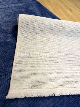Tuzluca Home Yıkanabilir Sade Dokuma Kilim Özel Ölçü Beyaz