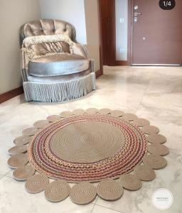 Jüt Halı Doğal El Yapımı Daire Model:417
