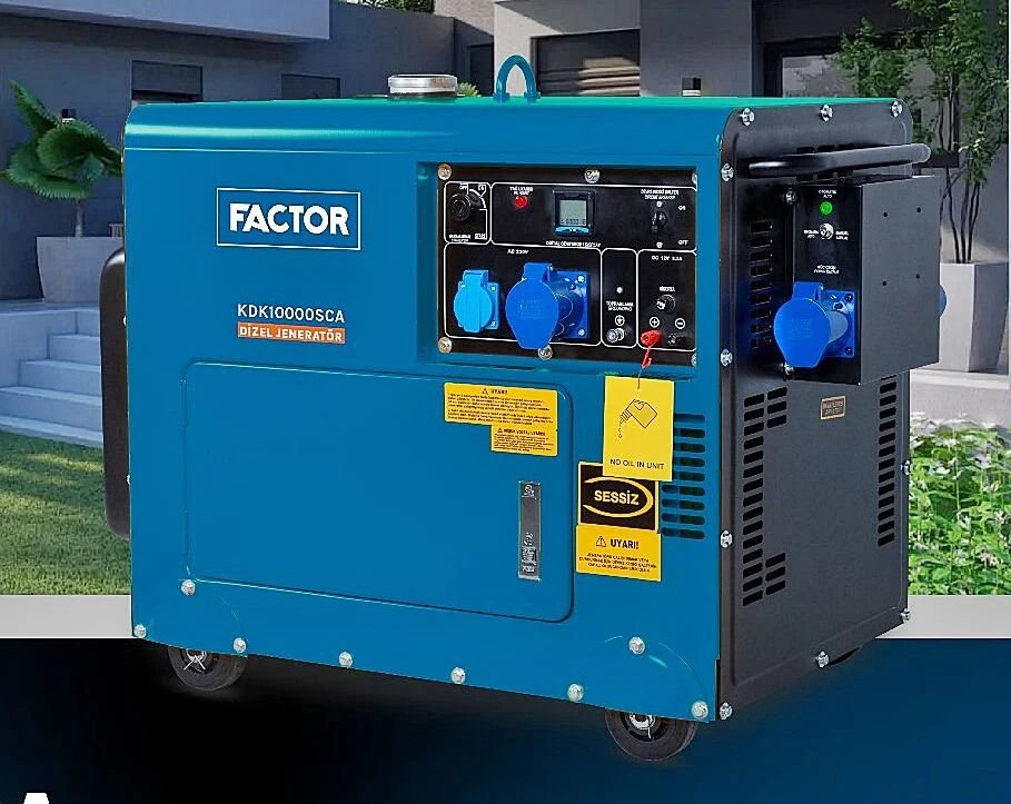 Factor KDK 10000 SCA Otomatik Kabinli Dizel Jeneratör 9,4 Kwa Marşlı
