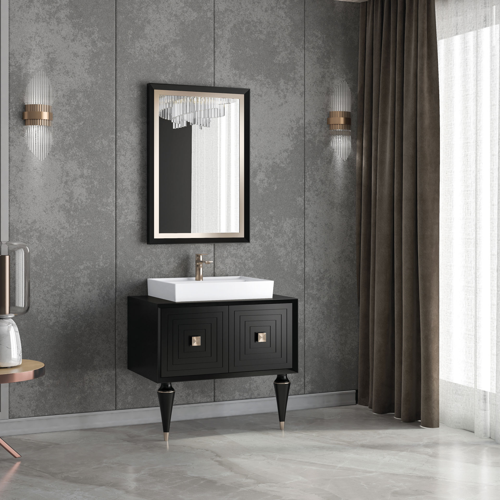 Denko Burcu Banyo Dolap Takımı 80cm Siyah
