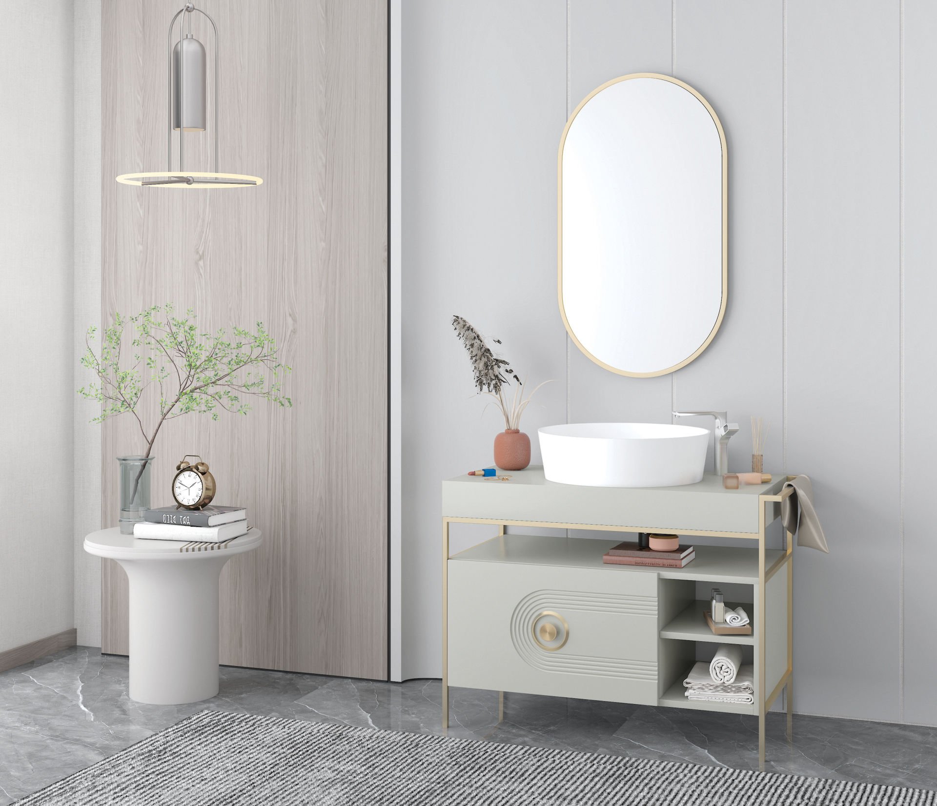 Denko Mozart Banyo Dolap Takımı 95cm Gri