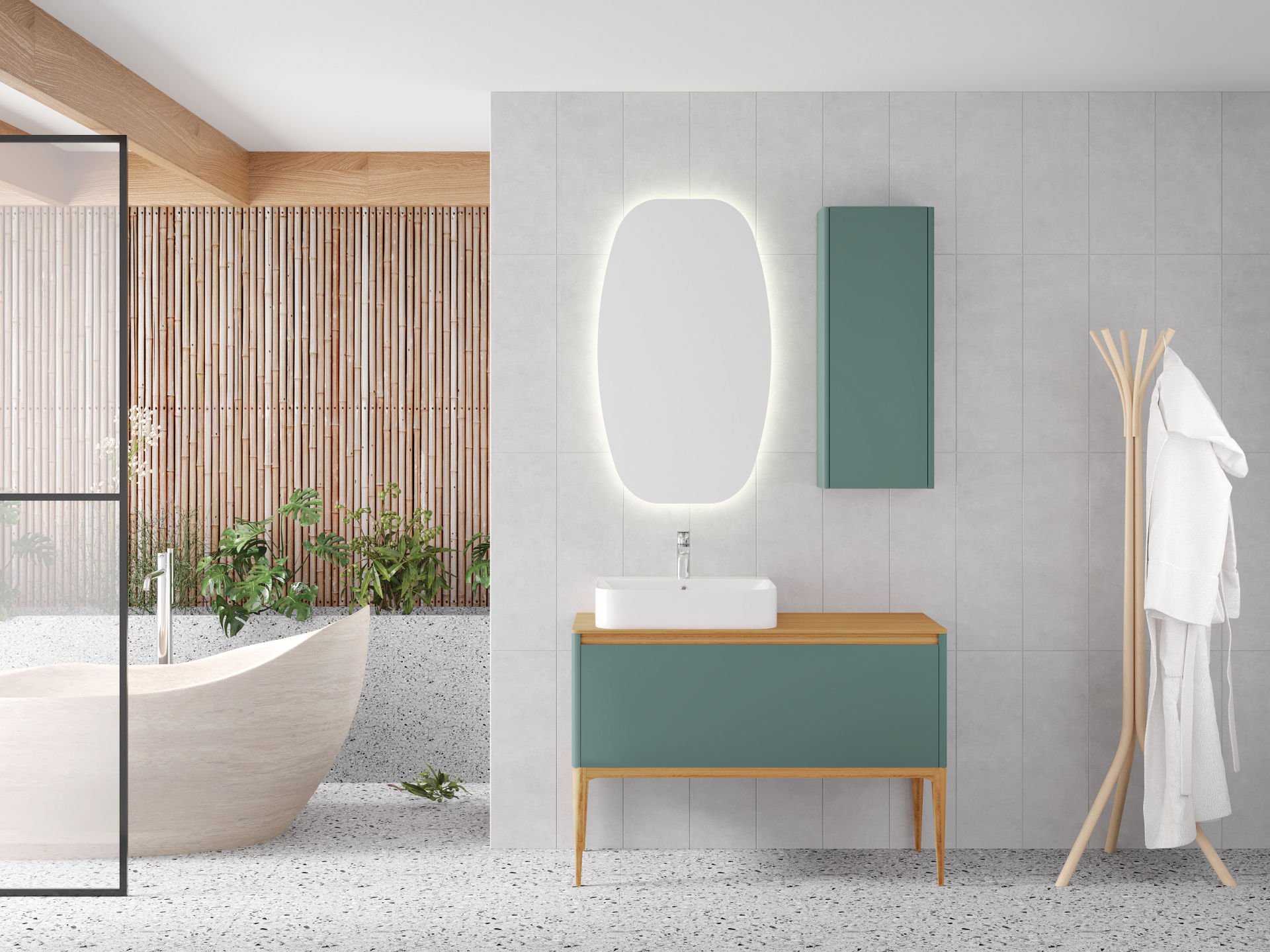 Denko Selanik Banyo Dolap Takımı 105cm Selanik Yeşili