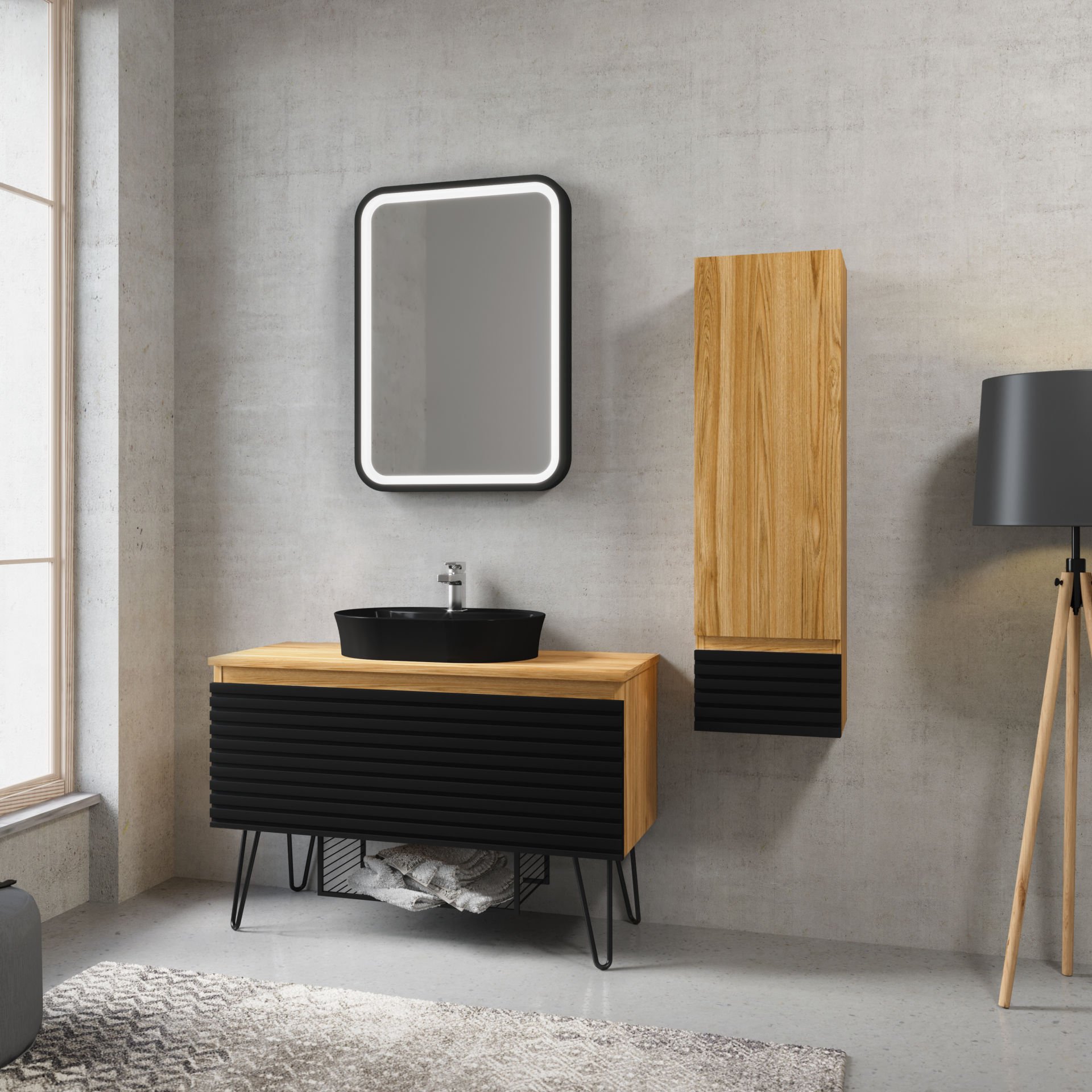Denko Taylan Banyo Dolap Takımı 85 cm siyah