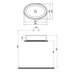 NEWARC DIŞI ALTIN DESENLİ - İÇİ BEYAZ OVAL LAVABO 5015G-W (WOR.L.015.G-W)