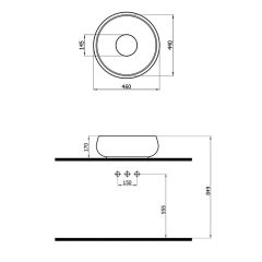 NEWARC ELİPSO TEZGAH ÜSTÜ LAVABO 505050 (CAN.L050)