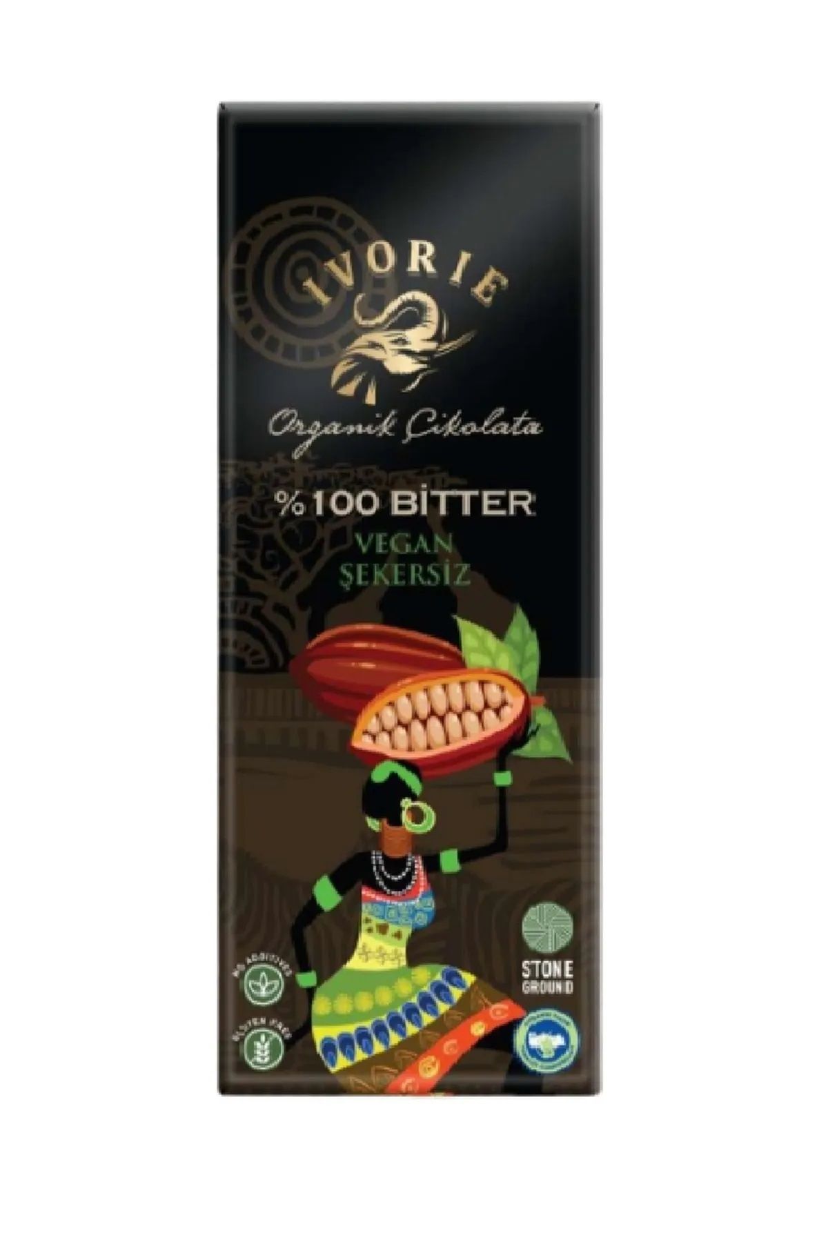 İvorie %100 Bitter Organik Vegan Çikolata, 40 gr