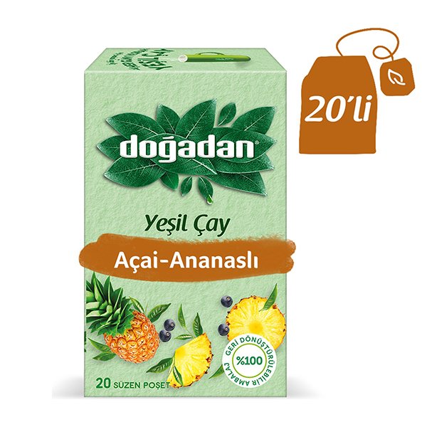 Dogadan Yesıl Cay 20'lı Acaı Ananaslı