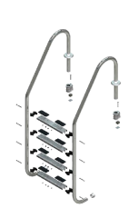 Ekonomik Havuz Merdiveni Standart Model 304 Kalite - 2 Basamak