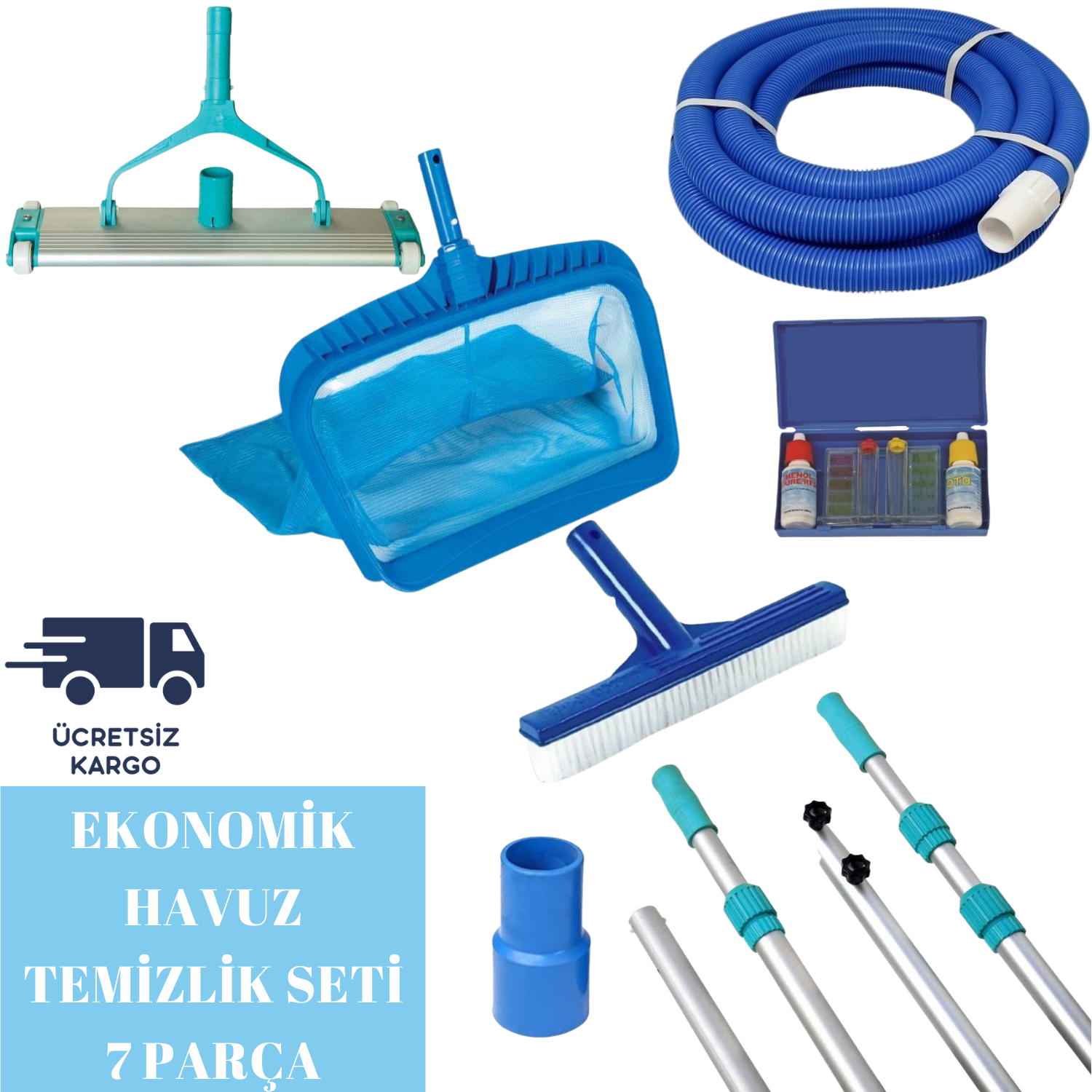 Havuz Temizlik Seti 38 mm 1,5  inç 7 Parça