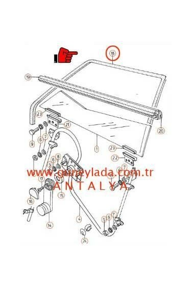 KAPI CAM ÜST FİTİLİ ÖN R-Sağ [Skoda Felicia,Pickup]  12