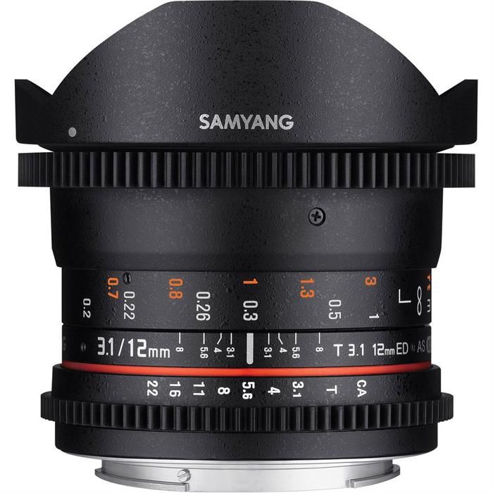 Samyang 12mm T3.1 VDSLR ED AS NCS Fisheye Cine Lens (Nikon F/AE)