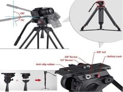 Miliboo MTT609A Hidrolik Kafalı Profesyonel Alüminyum Video Tripod